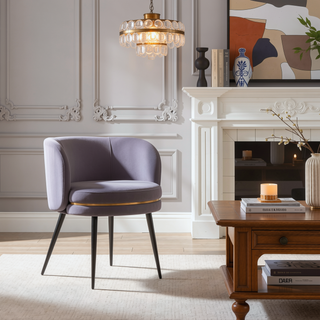 Sunvega Modern Velvet Upholstered Dining Chair with Gold Ring Seat for Dining Room