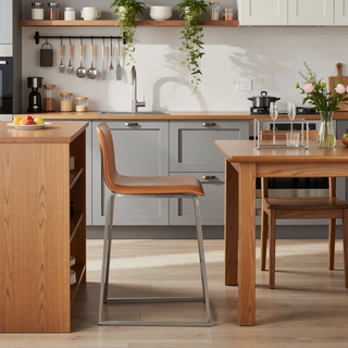 Sunvega Contemporary Counter Stool with Faux Leather Upholstery and Metal Base