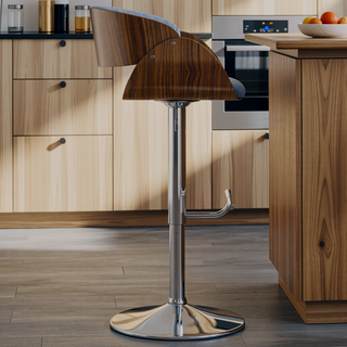 Sunvega Adjustable Swivel Bar Stool with Denim Blue Upholstery and Chrome Base