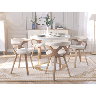 Sunvega Mid-Century Modern Dining Chair with Swivel Seat and Cream Fabric