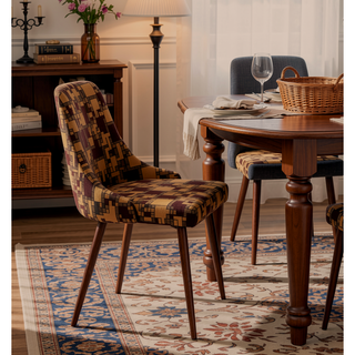 Sunvega Modern Upholstery Dining Chairs Set of 2 with Plush Foam and Wooden-Print Legs