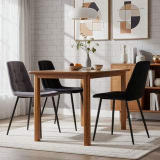 Sunvega Grey Velvet Dining Chairs Set of 2 with Metal Legs for Kitchen and Living Room