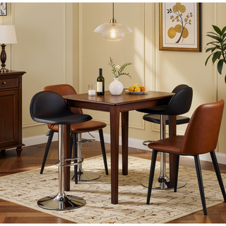 Sunvega Silver Faux Leather Adjustable Stool Set of 2 with Tufted Seats and Chrome Base