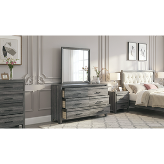 Sunvega Modern Gray 6-Drawer Wood Dresser with Ample Storage for Bedroom