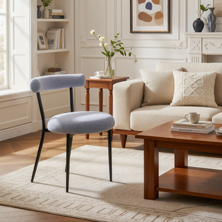 Sunvega Modern Metal Frame Dining Chairs Set of 2 with Curved Open Backrests