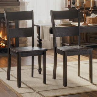 Sunvega Distressed Walnut Ladder Back Side Chairs with Tapered Legs Set of 2