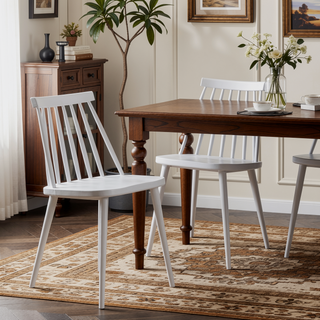 Sunvega Farmhouse Spindle Back Dining Chairs Set of 2 in Sturdy Polypropylene