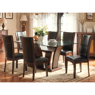 Sunvega Contemporary Dark Cherry Brown Leatherette Cushion Side Chairs Set Of 2