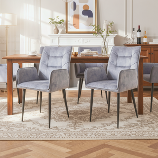 Sunvega Modern Velvet Dining Chairs with Iron Frames and Soft Cushioned Seats