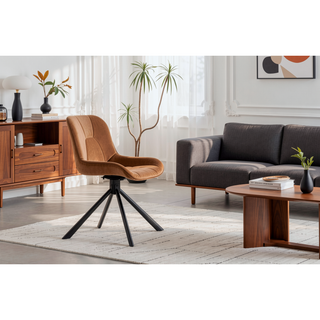 Sunvega Mid-Century Modern Tufted Diamond Pattern Upholstered Swivel Dining Chair