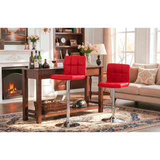Sunvega Adjustable Hydraulic Swivel Bar Stool Set of 2 with Faux Leather Seat