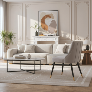 Sunvega Modern Light Gray Dining Chair with Velvet Upholstery and Gold Tips