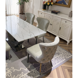 Sunvega Glam White Diamond Pattern Upholstered Side Chairs with Nailhead Trim