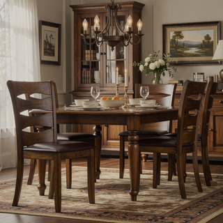 Sunvega Brown Faux Leather Upholstered Wooden Side Chairs with 250lbs Weight Capacity