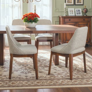 Sunvega Weston Dining Chair Set of 2 with Linen Upholstery and Full-Back Support
