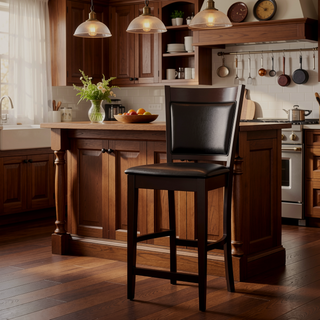 Sunvega Black and Espresso Upholstered Counter Height Stools Set of 2 for Dining Space