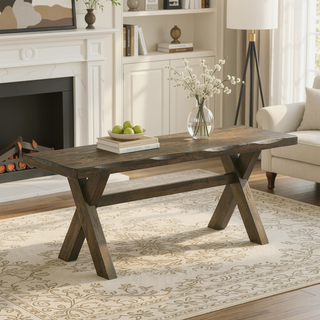 Sunvega Knotty Nutmeg Dining Bench with Worn Edges for Traditional Country Decor
