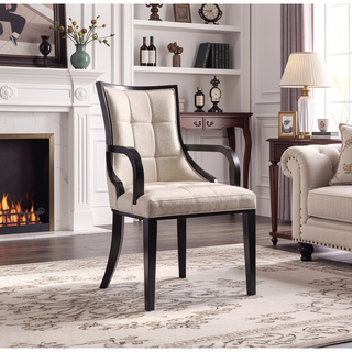Sunvega Traditional Solid Beech Wood Dining Armchair with Faux Leather and Velvet