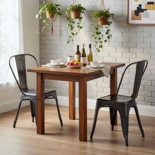 Sunvega Modern Gray Metal Dining Chairs Set of 2 with 18 Inch Seat Height