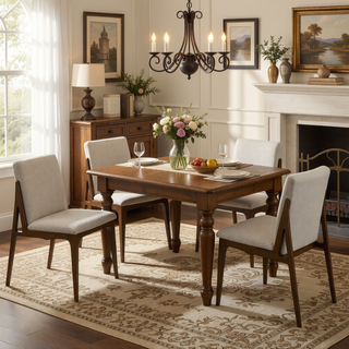 Sunvega Orange Fabric Upholstered Dining Chairs with Walnut Base Set of 2