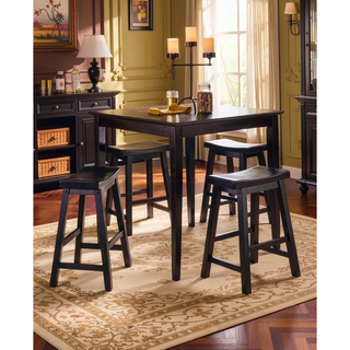 Sunvega Black Finish Bar Height Solid Wood Saddle Seat Stools Set of 2