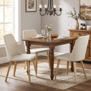 Sunvega Mid-Century Modern Dining Chairs with Upholstered Seat and Backrest Set of 2