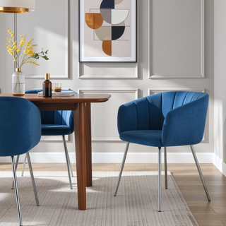 Sunvega Contemporary Velvet Upholstered Dining Chairs with Metal Legs Set of 2
