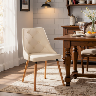 Sunvega Contemporary Faux Leather Upholstered Dining Accent Chair with Tapered Wood Legs