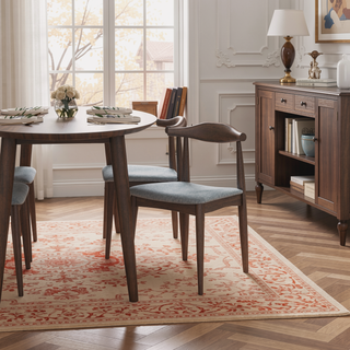 Sunvega Mid-Century Modern Dining Chairs Set of 2 with Grey Fabric and Walnut Wood Legs