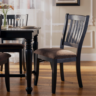 Sunvega Rustic Black Wooden High Chair with Fabric Seat 42 Inch Height