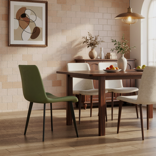 Sunvega Modern Upholstered Faux Leather Dining Chairs with Sturdy Metal Legs