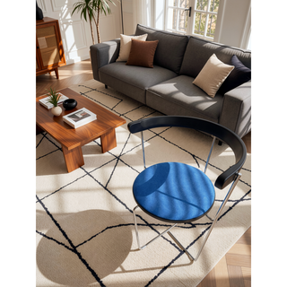 Sunvega Modern Chrome Cantilever Dining Chair with Wood Backrest and Upholstered Seat