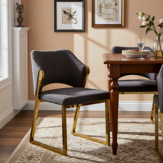 Sunvega Teddy Sherpa Side Chair with Mirrored Gold Finish and Padded Seat