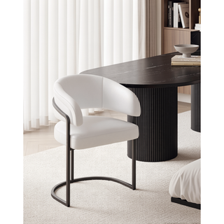 Sunvega Modern Upholstered Leatherette Dining Chair with Backrest for Dining Room