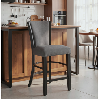 Sunvega Contemporary Glam Upholstered Dining Side Chair with Plush Gray Fabric