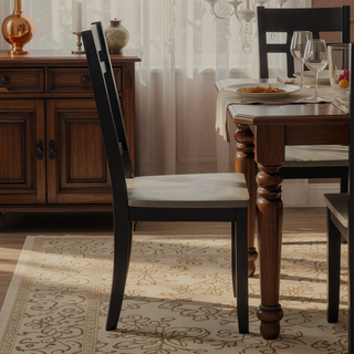 Sunvega Modern Farmhouse Round Dining Table with Greywash and Antique White Finish
