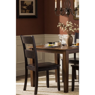 Sunvega Transitional Walnut Finish Wooden Scooped Seat Dining Chairs Set of 2