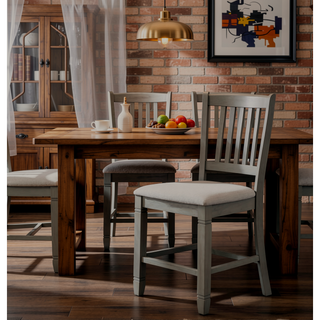 Sunvega Antique White Finish Wooden Bench with Gray Textured Fabric Upholstered Seat