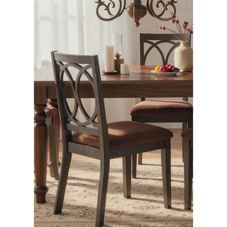 Sunvega Fabric Upholstered Armless Dining Side Chair with Wooden Backrest Set of 2