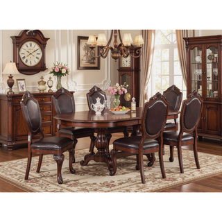Sunvega Set of 2 Formal Side Chairs with Faux Leather Upholstered Seat and Nailheads Trim