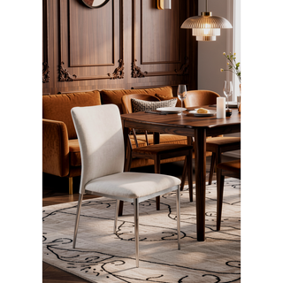 Sunvega Modern Faux Leatherette Side Chair Set of 2 with Soft White Upholstery