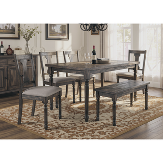 Sunvega Weathered Gray Finish Splatback Style Upholstered Padded Seat Dining Chairs Set of 2
