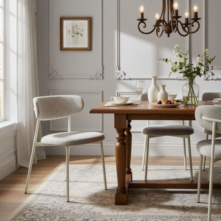 Sunvega Modern Light Gray Upholstered Side Chair with Padded Seat and Back
