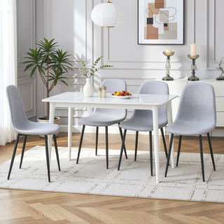 Sunvega Modern Medieval Style Dining Chairs with Velvet Cushions and Golden Metal Legs