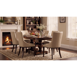 Sunvega Modern Upholstered Dining Chairs Set of 2 in Tan Faux Leather