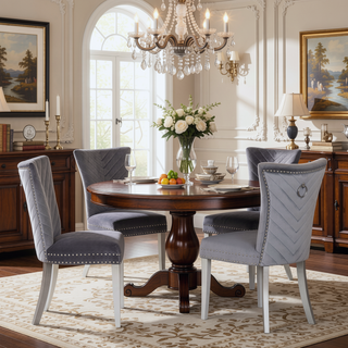 Sunvega Velvet Upholstered Chair with Tufted Design and Stainless Steel Legs