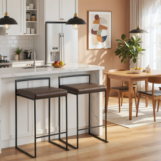 Sunvega Contemporary Stackable Counter Stool with Upholstered Padded Seat and Welded Frame