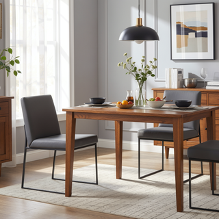 Sunvega Fuji Contemporary High Back Dining Chair Set with Upholstered Seat