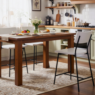 Sunvega Modern Counter Stool with Wood and Metal Frame and Saddle Shaped Seat