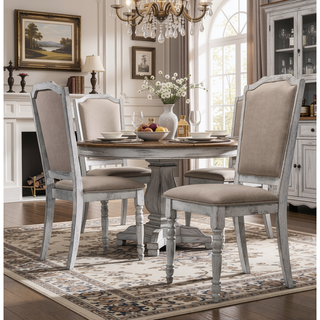 Sunvega Natural Ash Hardwood Dining Chair Set of 2 with Upholstered Seat Cushion
